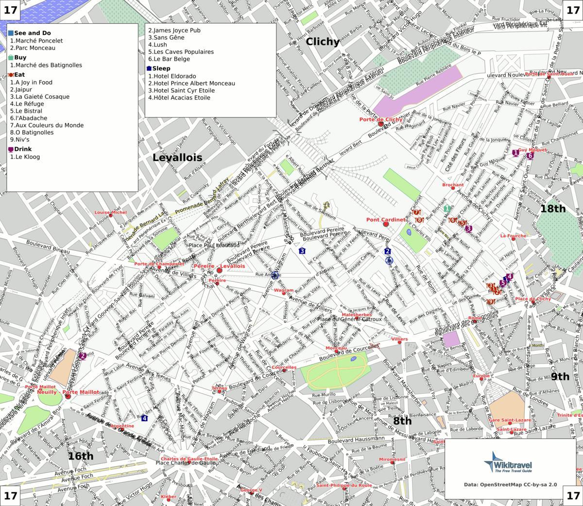 Mapa 17. arrondissement Paříže