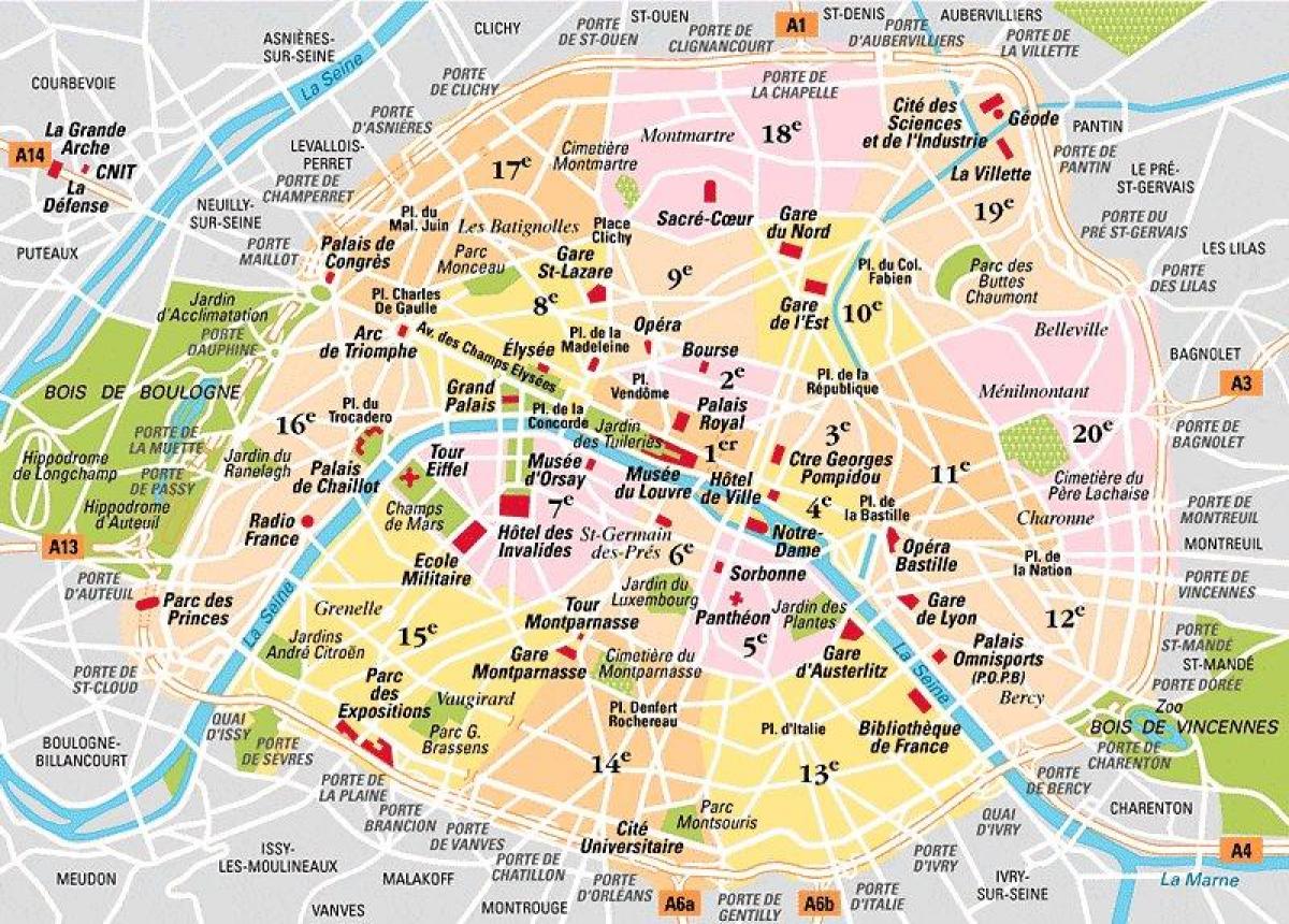 paříž mapa Paříže, Francie