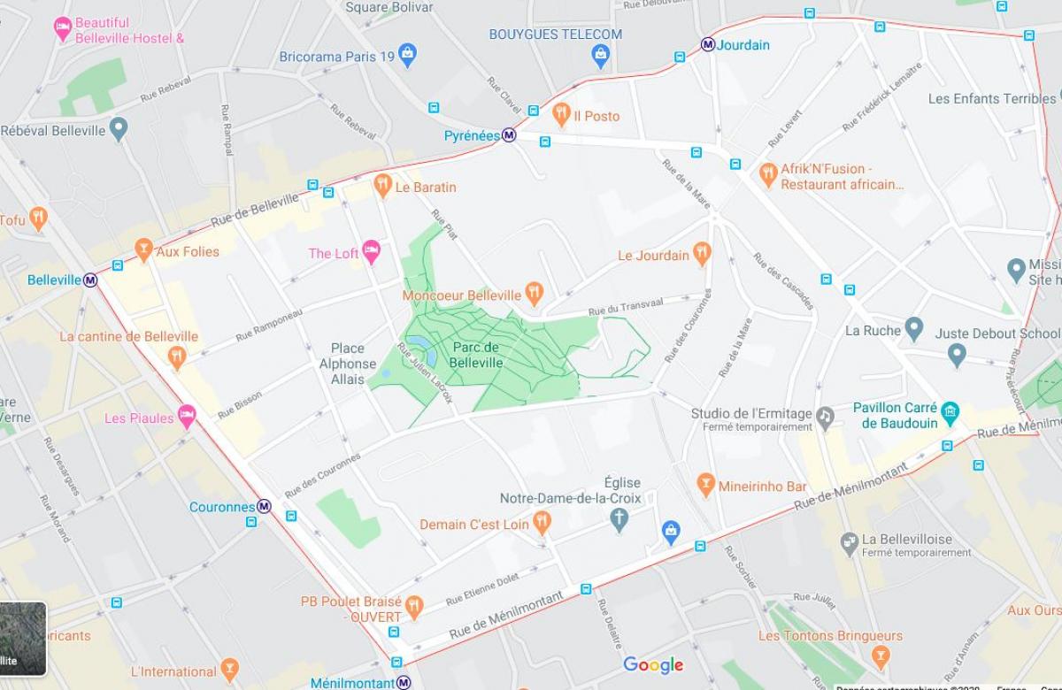 Mapa Paris belleville