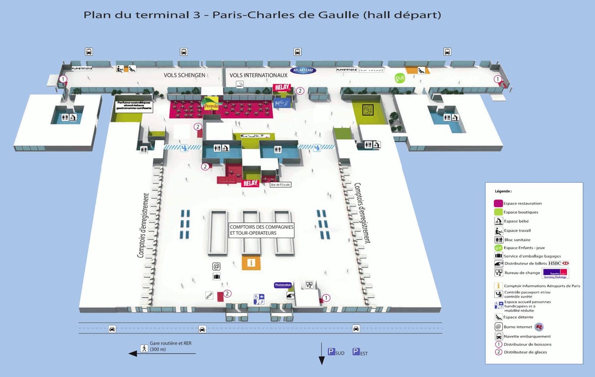Mapa cdg terminál 3