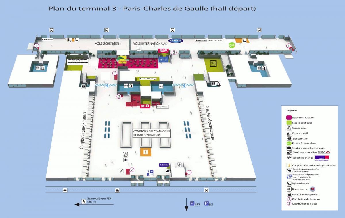 Mapa cdg terminál 3