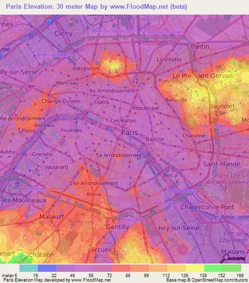 Mapa fyzické Paříž