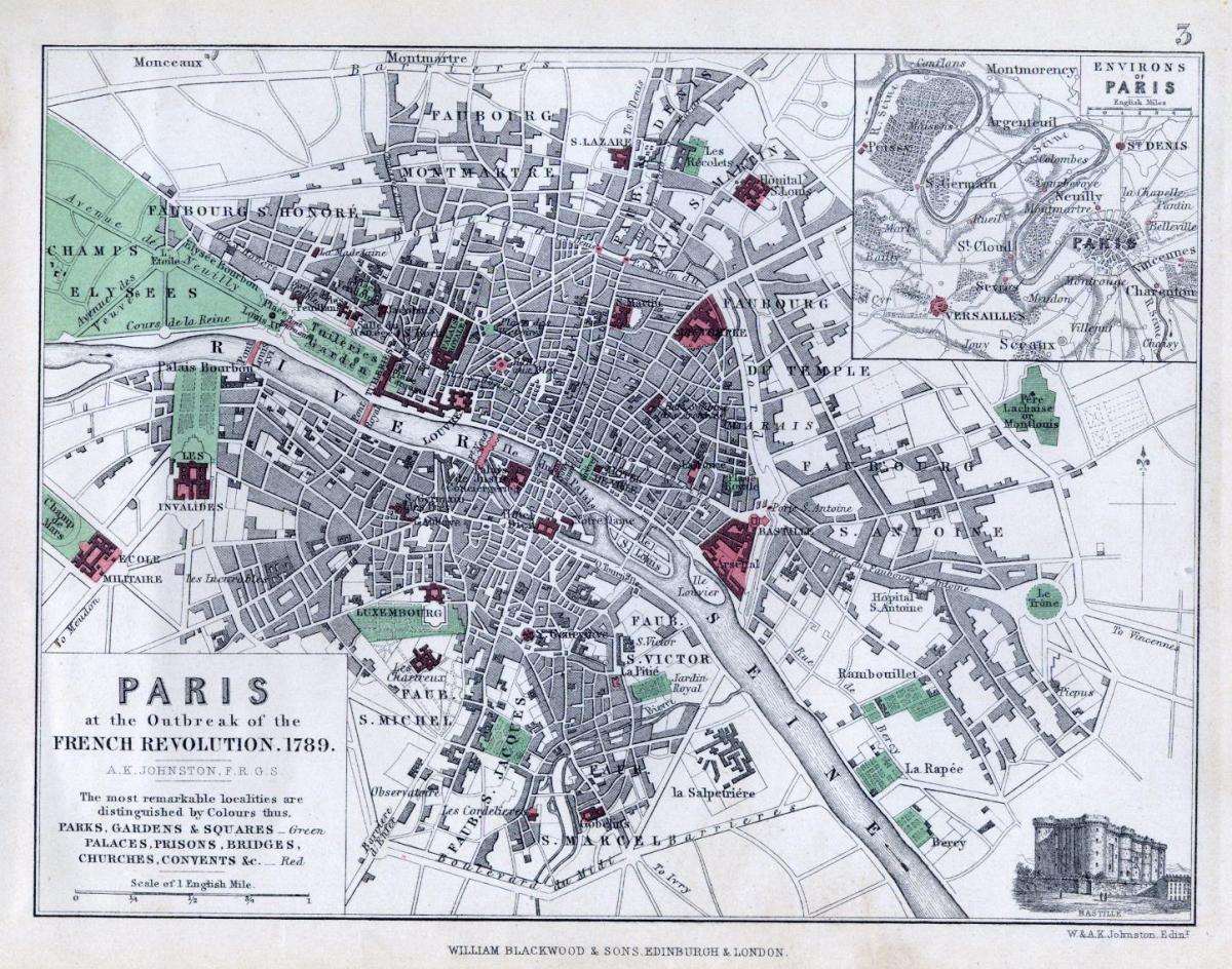 Mapa ofhistorical mapě Paříž