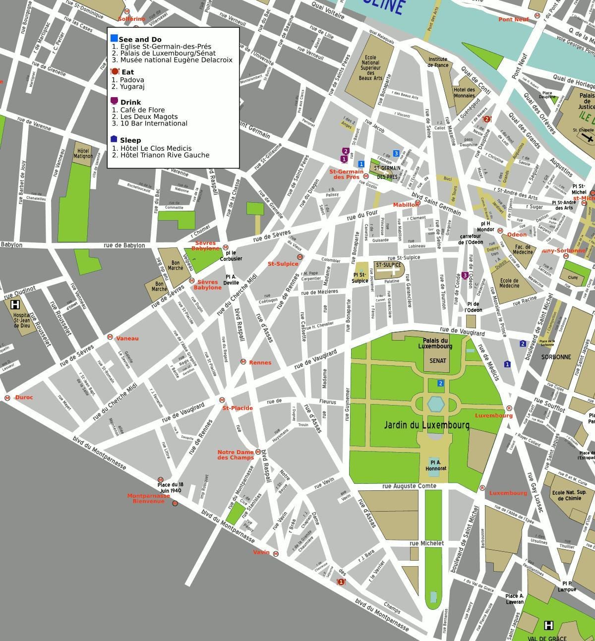 Mapa 6. arrondissement Paříže