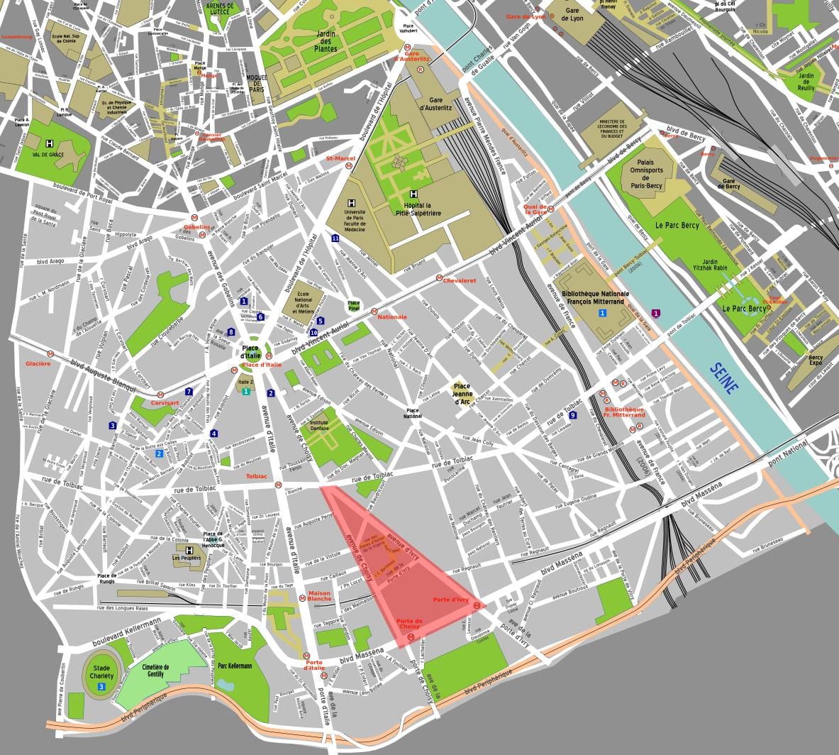 Mapa Paříže chinatown