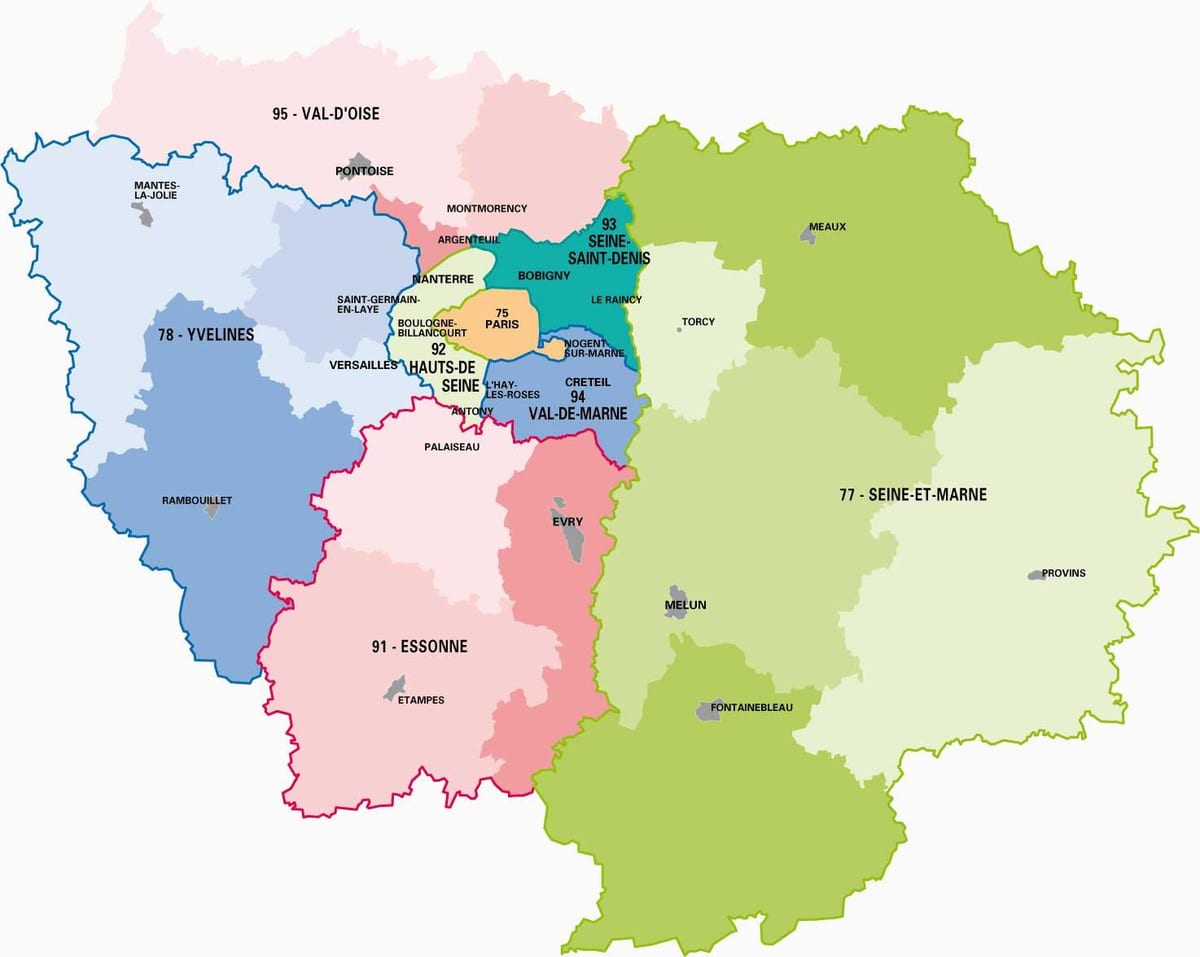 Mapa Paris ile de France