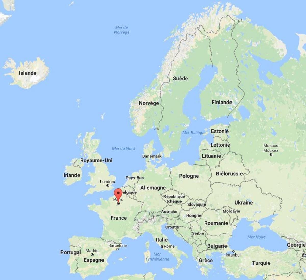 Paříž Francie mapa evropy