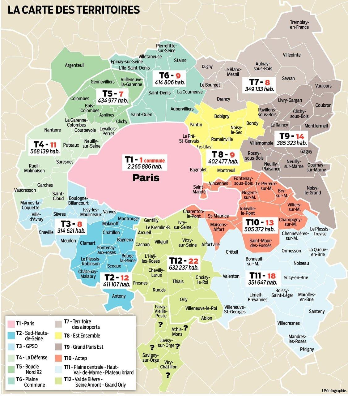 mapa Paříže, Francie