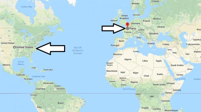 Paříž umístění na mapě světa