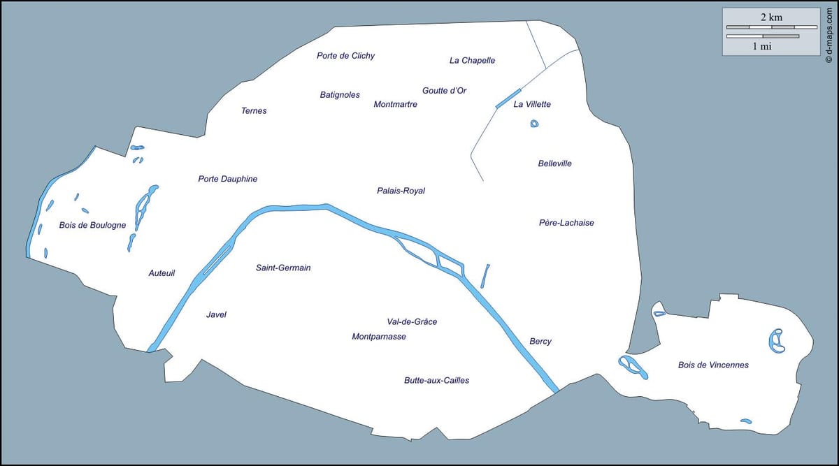 Mapa Paříže osnovy