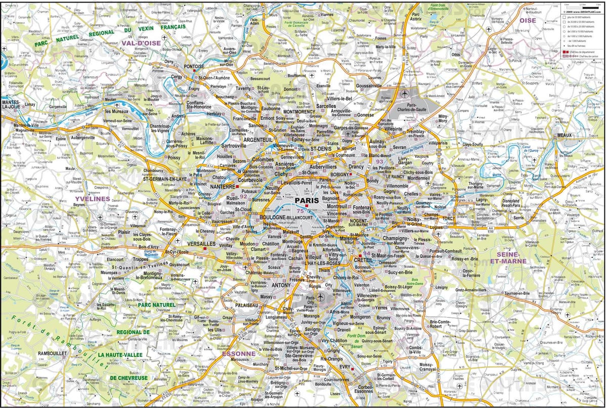 Paříž cestovní mapa