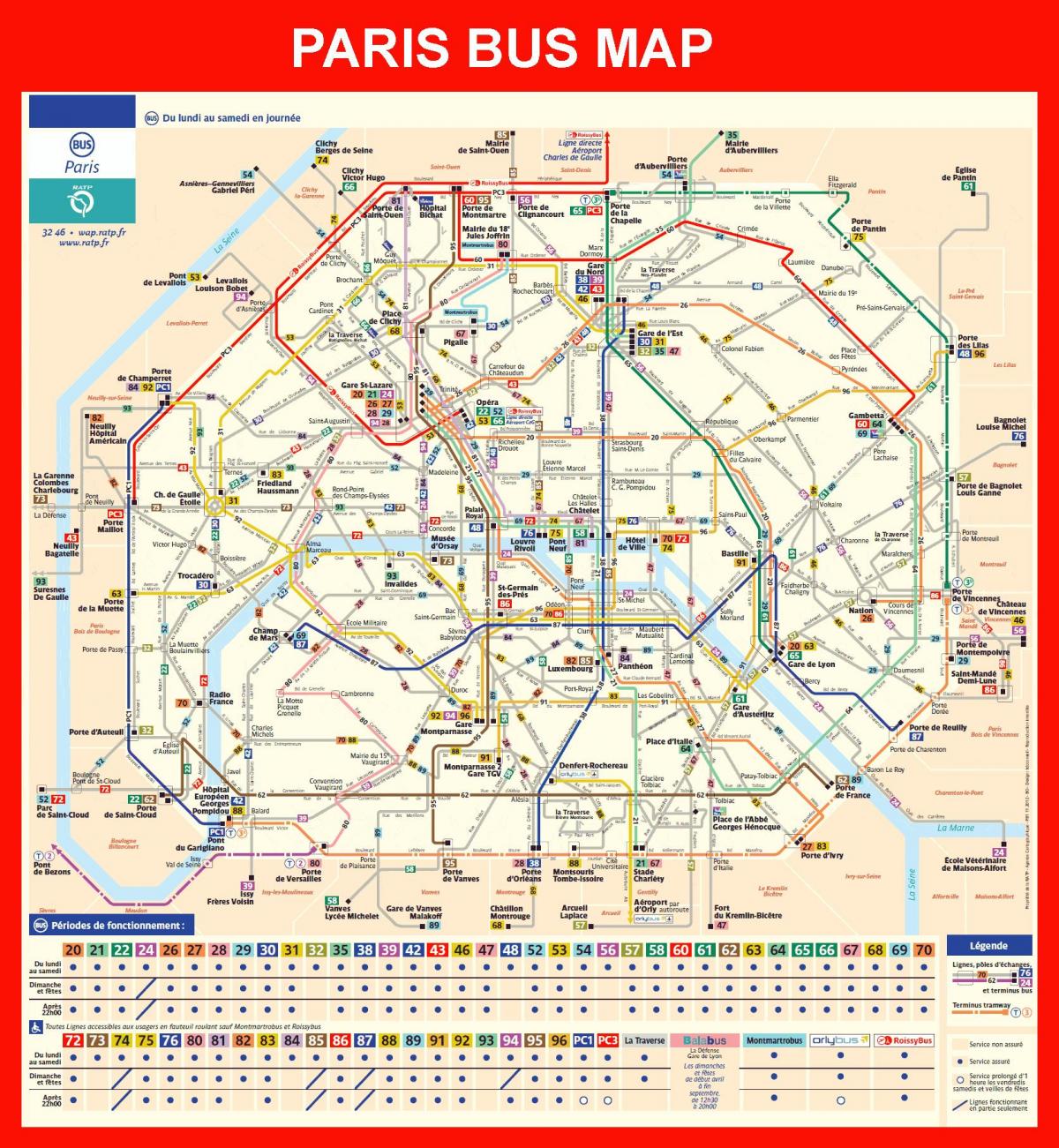 mapa bus Paříž