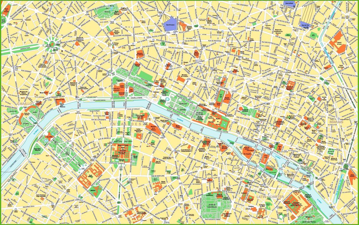 mapa centra Paříže atrakcí
