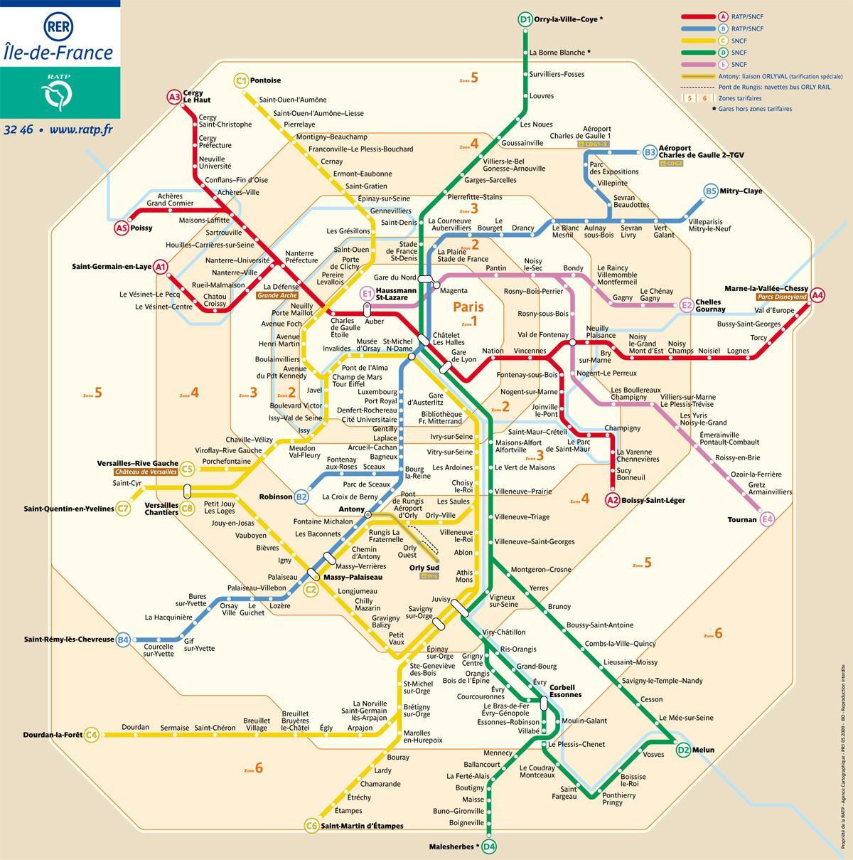 Paříž mapa zone metro
