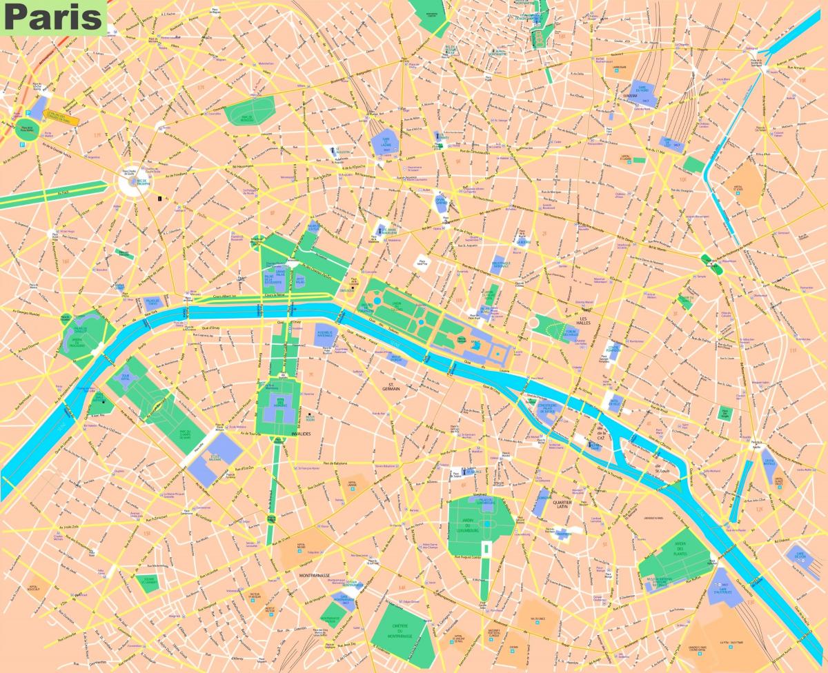 ulice mapa Paříže, Francie