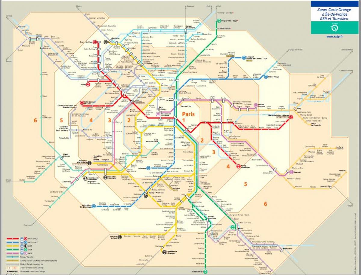 Paříž dopravní mapa s pásem