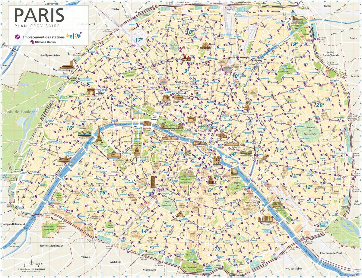Paříž na kole mapu sdílet
