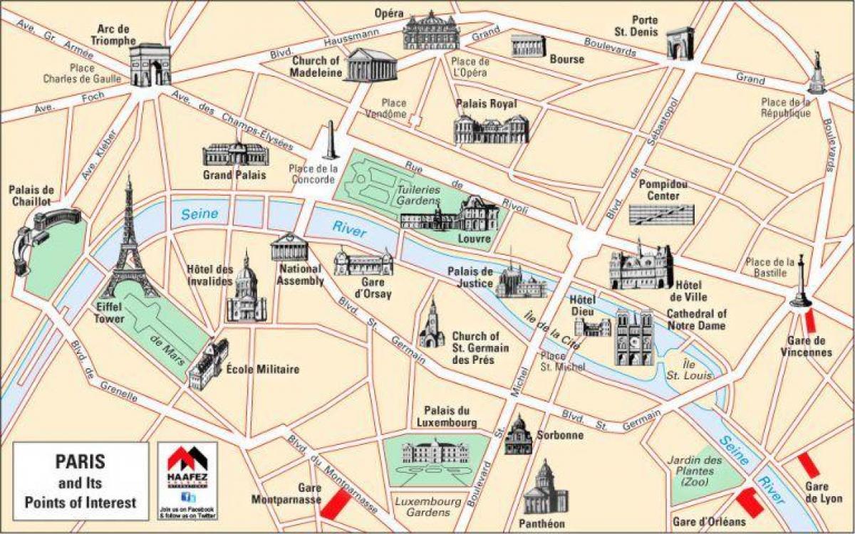 Mapa Paříže kostely 
