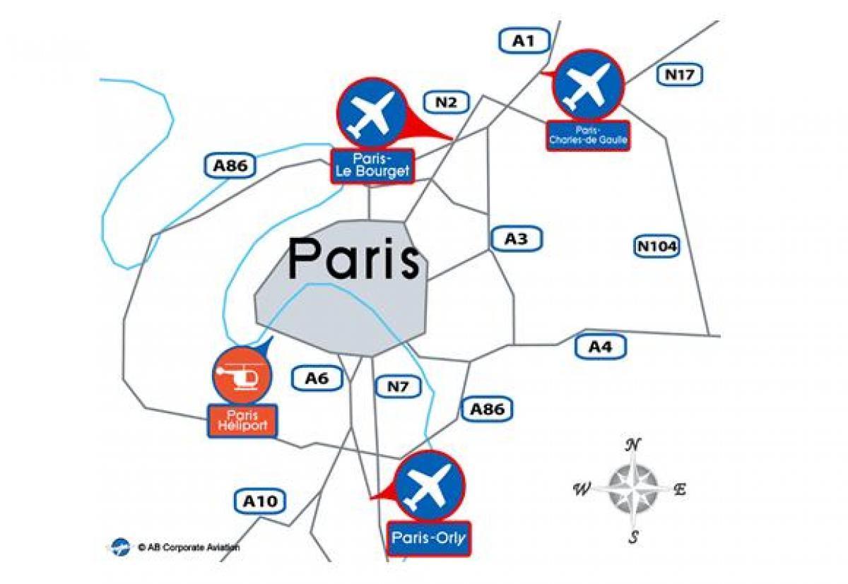 Pařížské mezinárodní letiště mapě