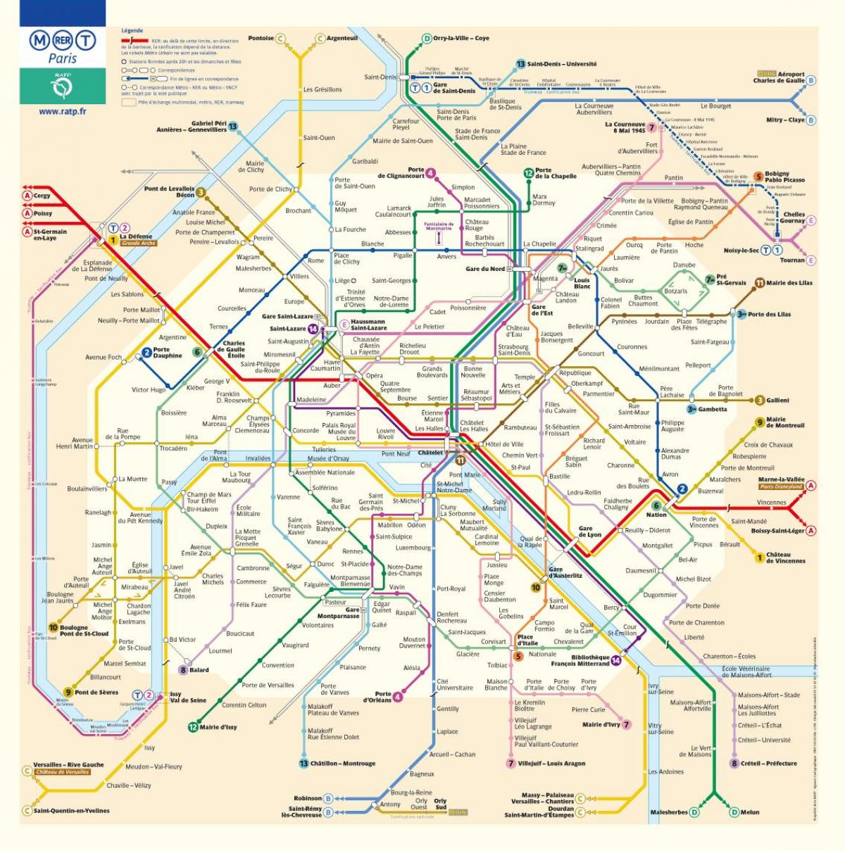metro de Paris mapě