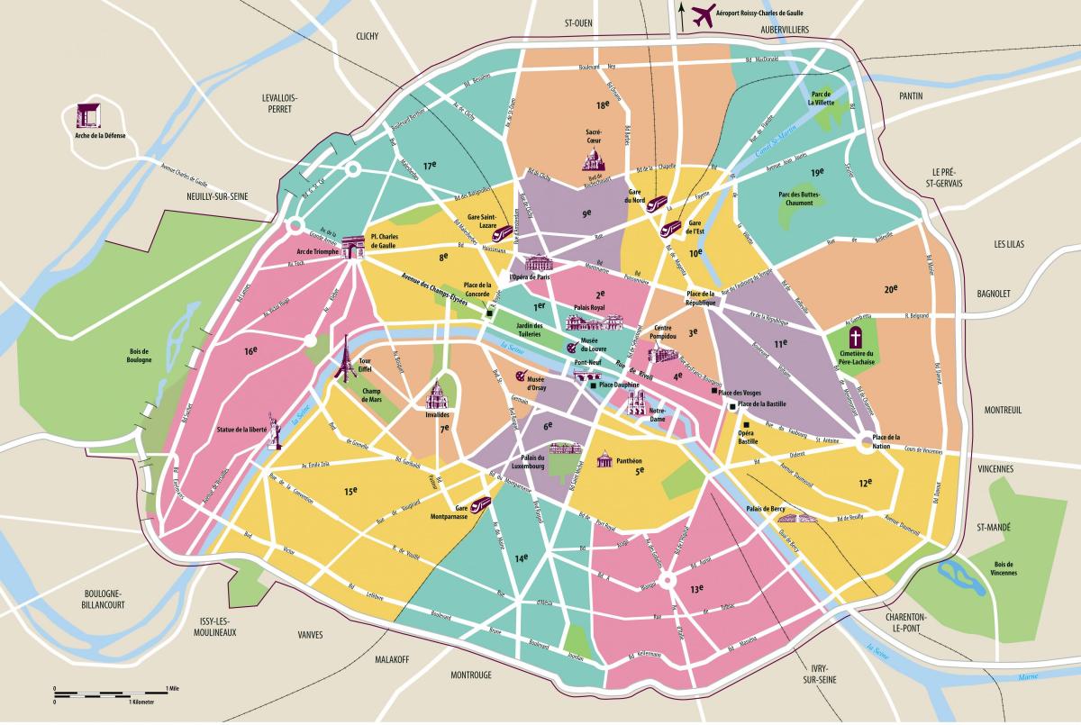 mapa města Paříže