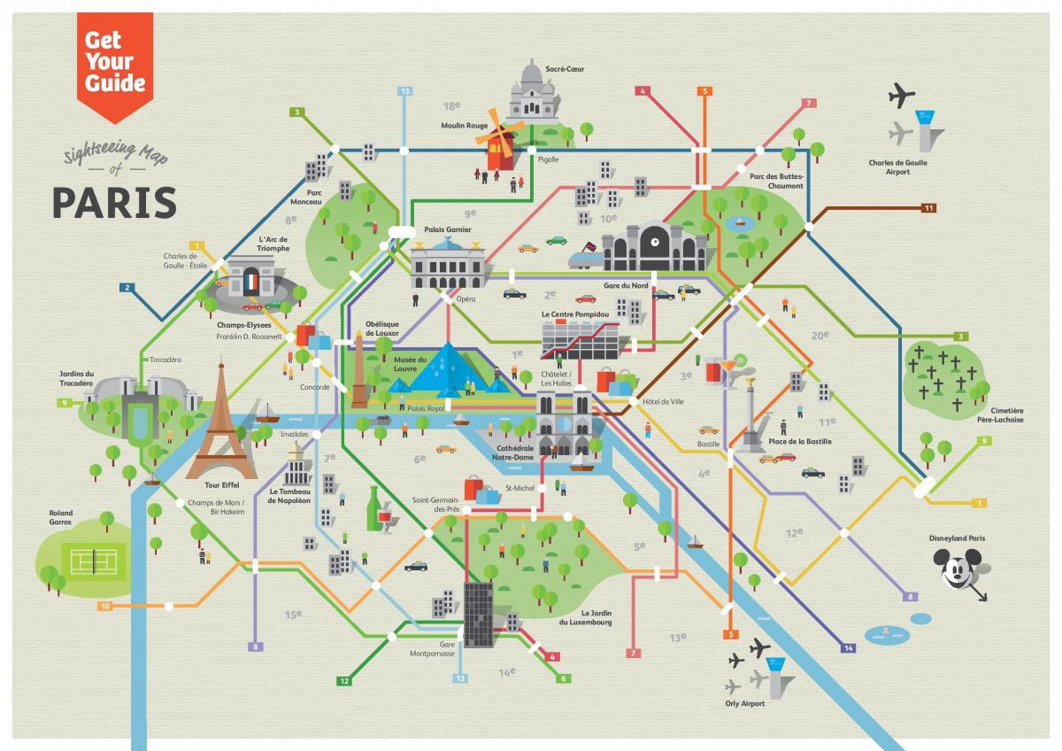míst k návštěvě v Paříži mapě