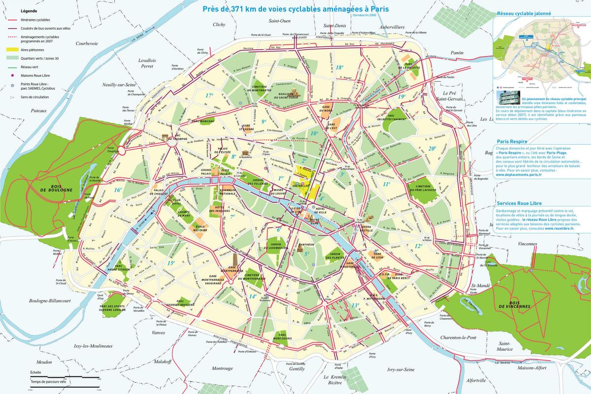 Paříž cyklotrasy mapa