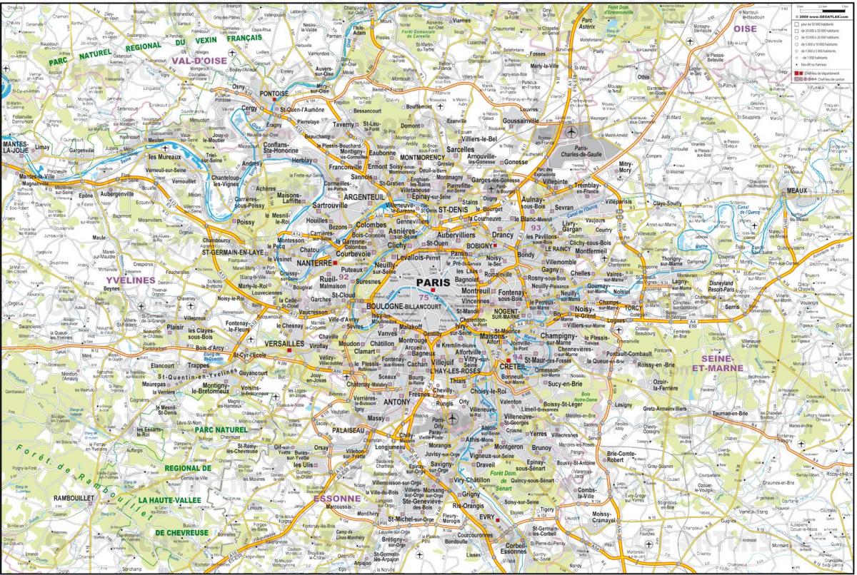 Paříž cestovní mapa