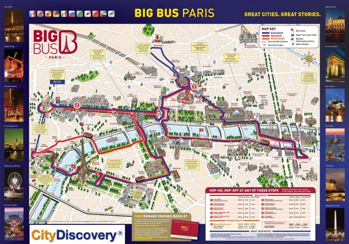 červený autobus do Paříže mapě