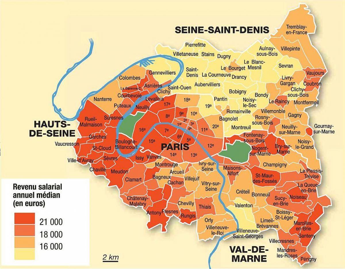 mapa Paříž a předměstí
