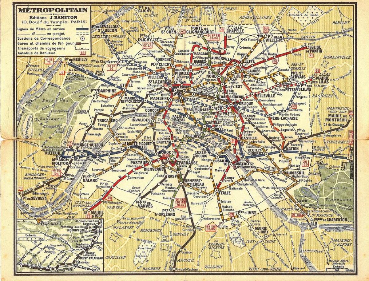 Mapa starého Pařížského metra