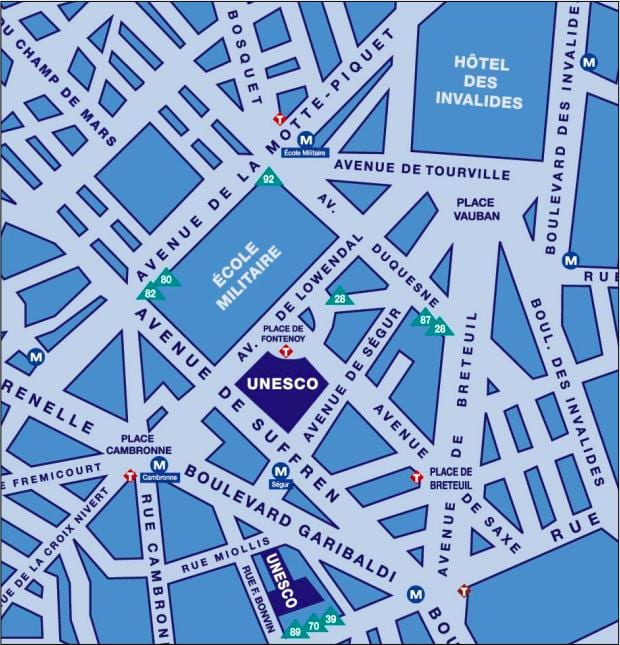 Mapa unesco Paříž