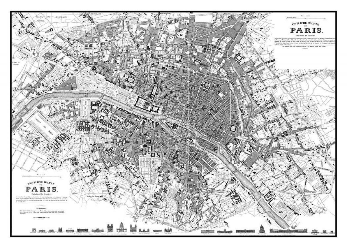 velké vintage mapa Paříž