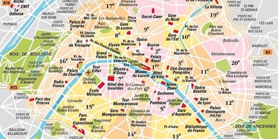 Paříž mapa Paříže, Francie