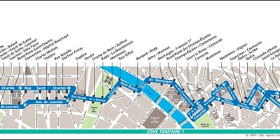 Mapa autobusové 42 Paříže