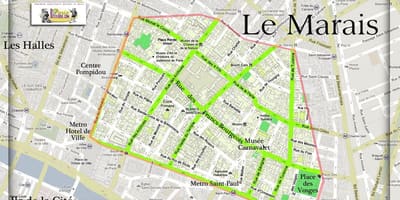Mapa Paříže marais