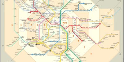 Paříž dopravní mapa s pásem