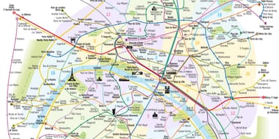 Mapa Pařížského metra s památkami