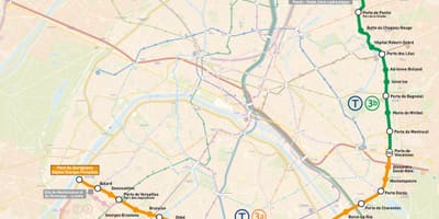 Mapa Paříže tramvaje