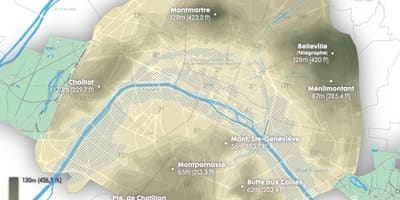 Mapa Paříže nadmořská výška