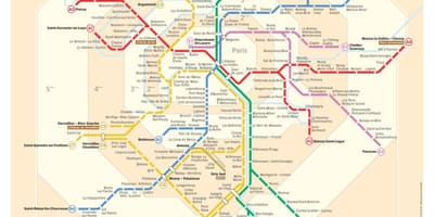 Mapa Paříže cestovní zóny 
