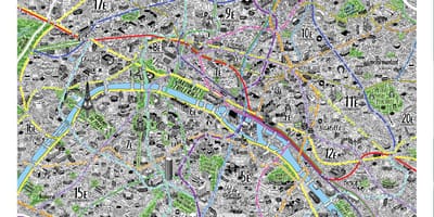 Mapa ručně malovaná Paříž